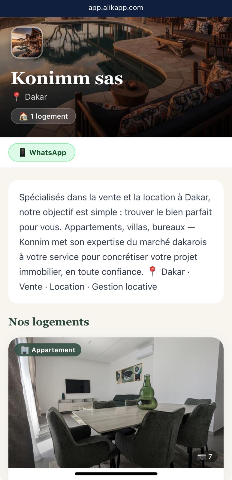 Konimm immobilier Dakar — location appartement villa