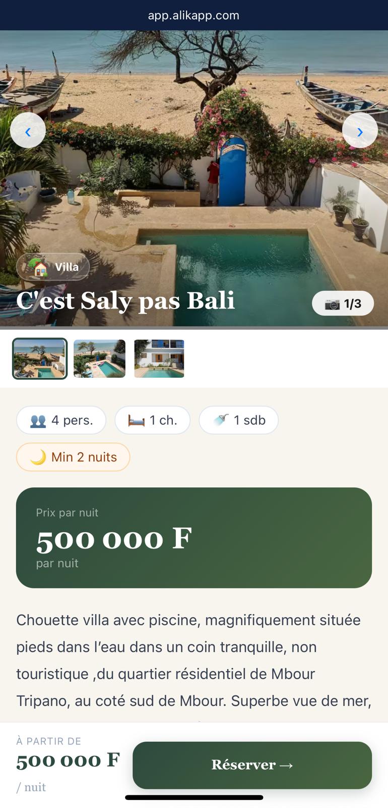 Villa Alik Saly — location courte durée piscine vue mer